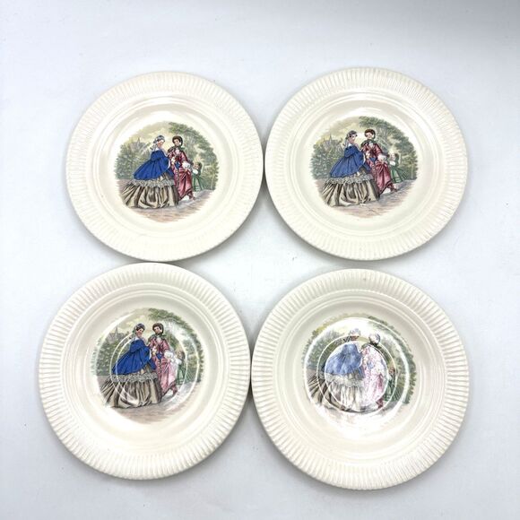 Set Of 4 Vintage Godey Prints By Salem China 6” Dessert Plates Victorian Ladies - Picture 1 of 6